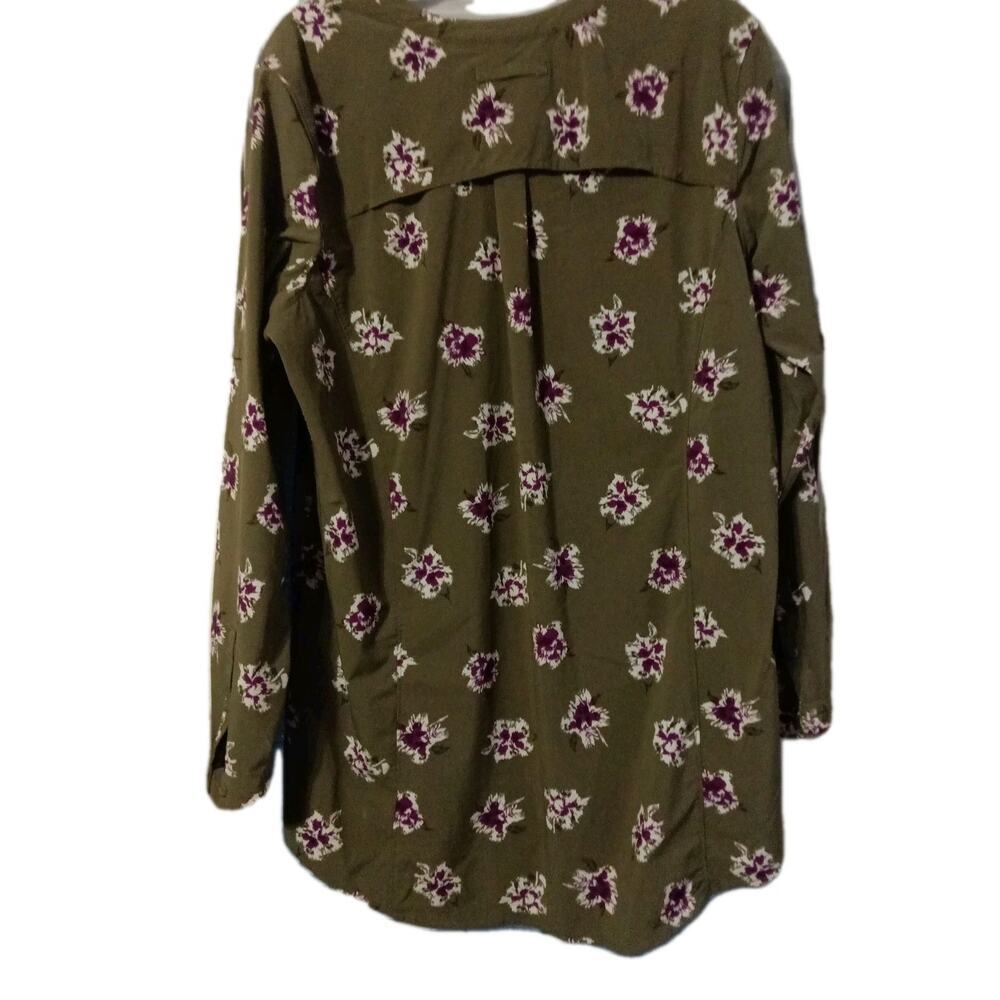 Duluth Trading Co L/S Tunic Sz XL Floral Button Down Zip Pocket Vented Gussets - Picture 5 of 5
